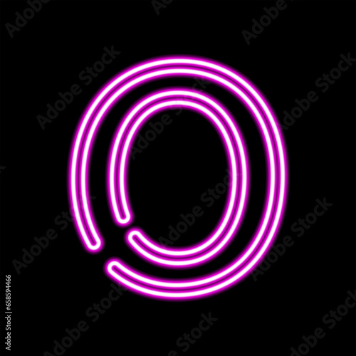 Neon letter O on dark background, vector illustration