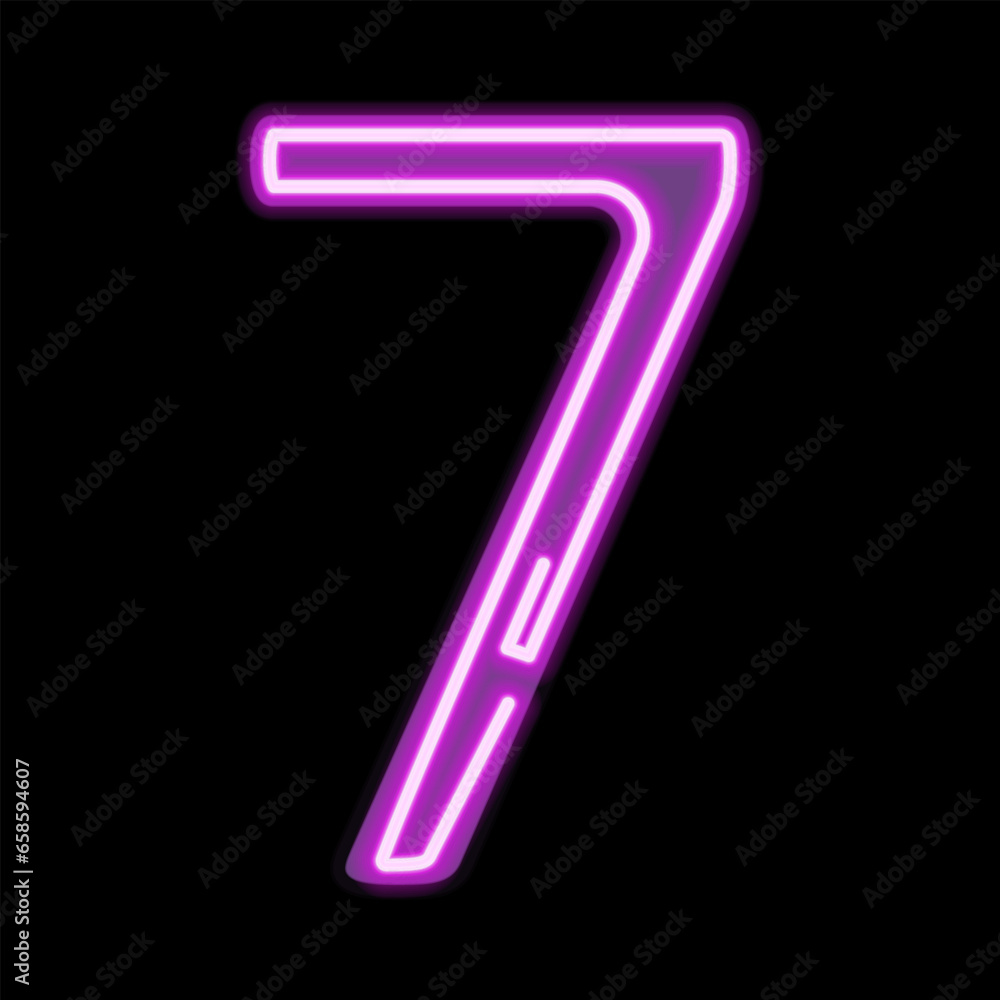 Neon number 7 on dark background, vector illustration Neon number 7 on dark background, vector illustration