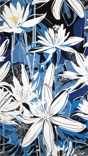 Vector of lunar lilies flower seamless pattern