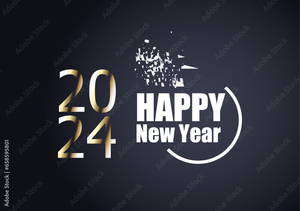 2024 happy new year design. Colorful Vector illustrations style 2024 new year greeting card