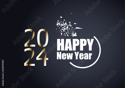 2024 happy new year design. Colorful Vector illustrations style 2024 new year greeting card