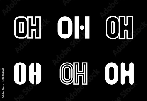 Set of letter OH logos. Abstract logos collection with letters. Geometrical abstract logos