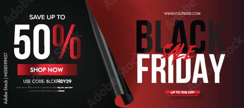 super sale black friday background with realistic paper page vec