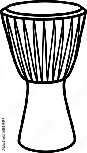 Djembe drum icon, african instruments, minimalist vector style