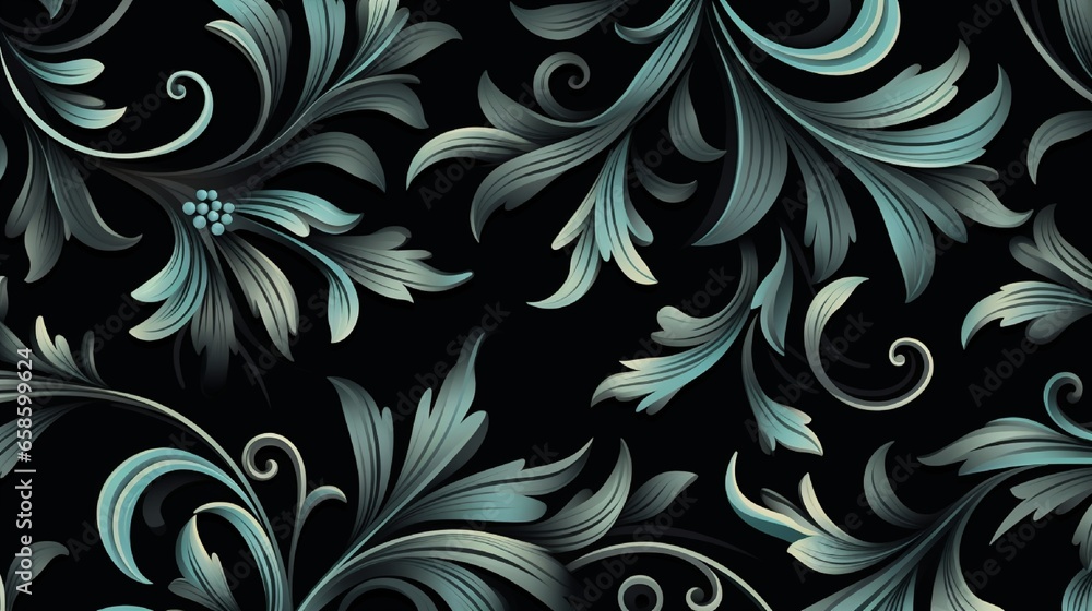 Illustration of seamless abstract black floral vine pattern Illustration of seamless abstract black floral vine pattern