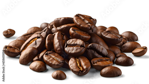 Coffee beans on transparent background.