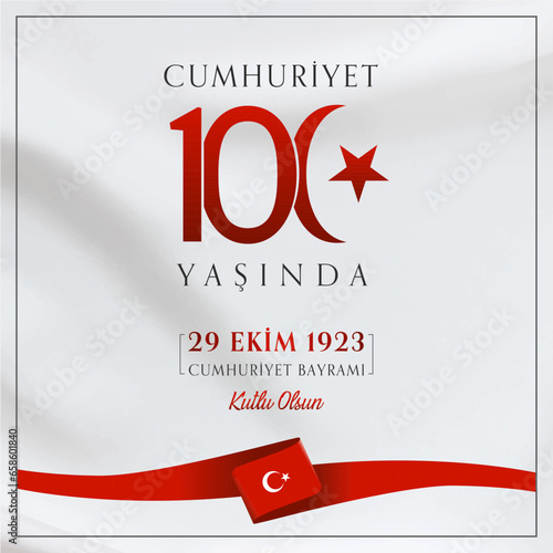 Turkish Republic Day vector design. Happy 29 October Republic Day in Turkey. 100th anniversary of the founding of the Republic of Turkey.
