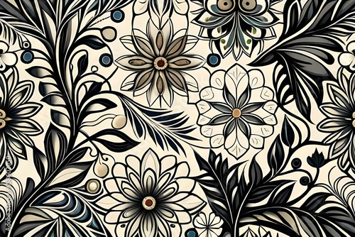 seamless floral pattern, background with metallic pattern on grey color, floral pattern, traditional pattern, useful pattern