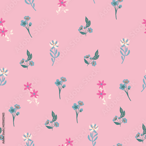 seamless, spaced out, floral pattern, flowers in bunches, clusters