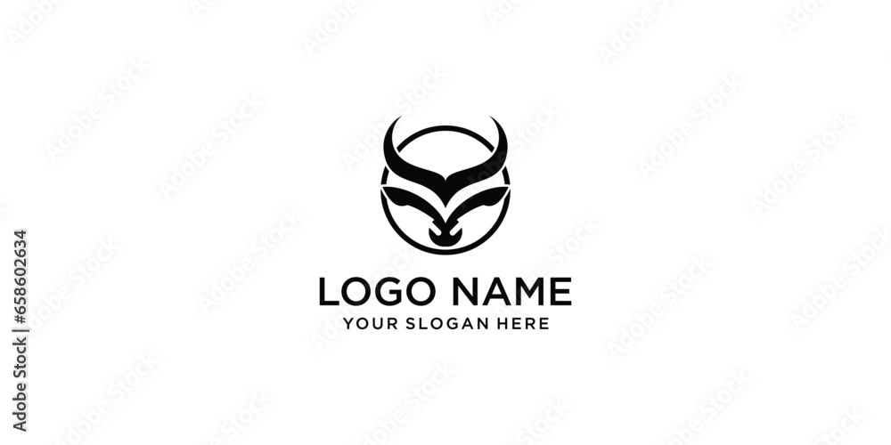 Simple bull head logo design with modern concept| premium vector