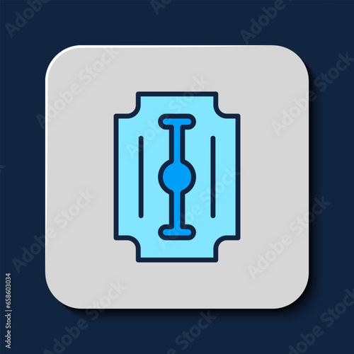 Filled outline Blade razor icon isolated on blue background. Vector