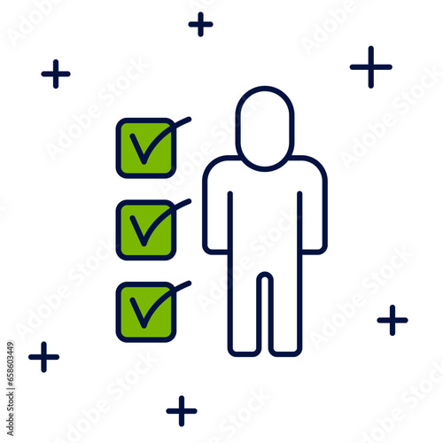 Filled outline Resume icon isolated on white background. CV application. Searching professional staff. Analyzing personnel resume. Vector