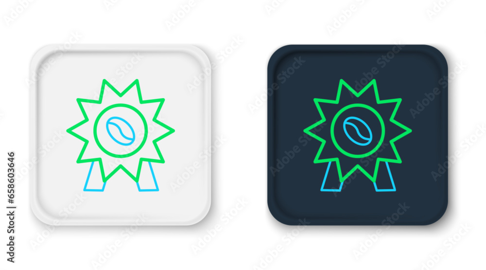 Line Medal for coffee icon isolated on white background. Premium quality coffee badge. Colorful outline concept. Vector Line Medal for coffee icon isolated on white background. Premium quality coffee badge. Colorful outline concept. Vector
