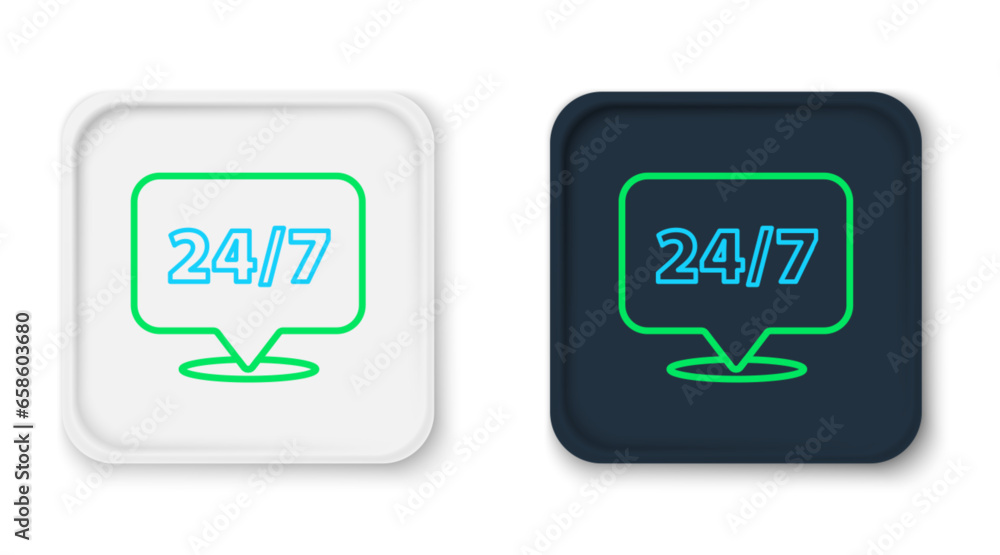 Line Clock 24 hours icon isolated on white background. All day cyclic icon. 24 hours service symbol. Colorful outline concept. Vector Line Clock 24 hours icon isolated on white background. All day cyclic icon. 24 hours service symbol. Colorful outline concept. Vector