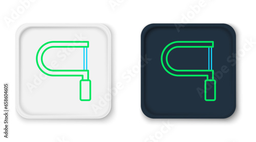 Line Hacksaw icon isolated on white background. Metal saw for wood and metal. Colorful outline concept. Vector