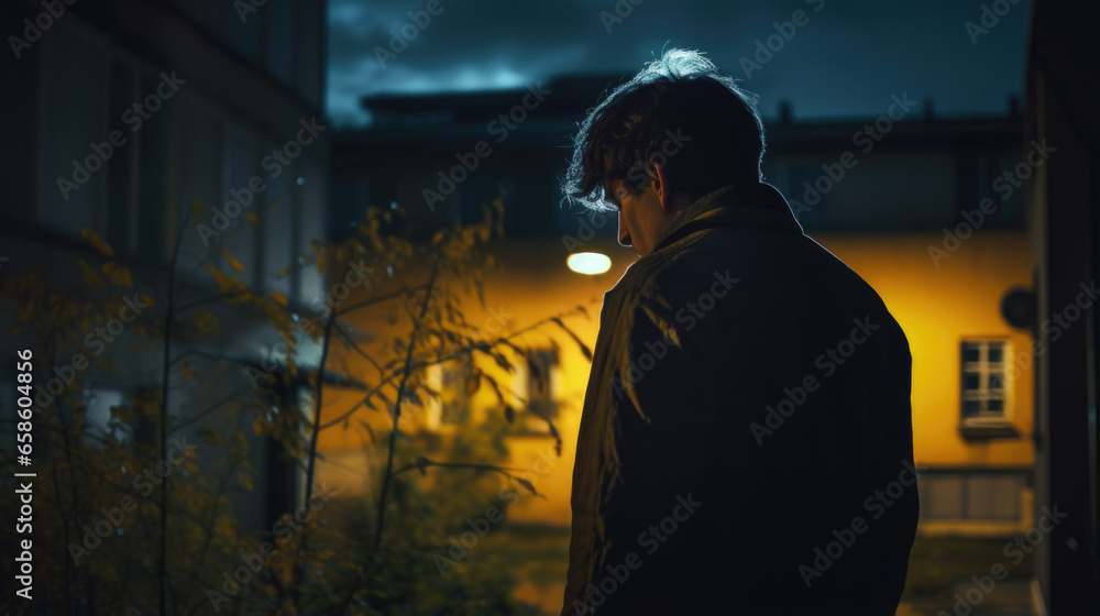 Emotional portrayal of a man battling depression in a cinematic style. Emotional portrayal of a man battling depression in a cinematic style.