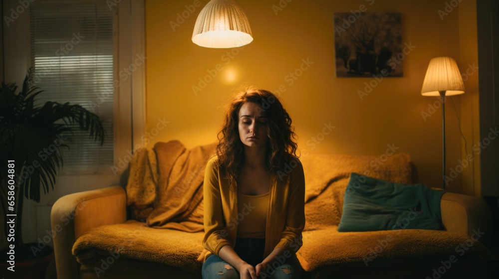 Dramatic cinematic shot depicting a woman's inner turmoil and emotional distress. Dramatic cinematic shot depicting a woman's inner turmoil and emotional distress.