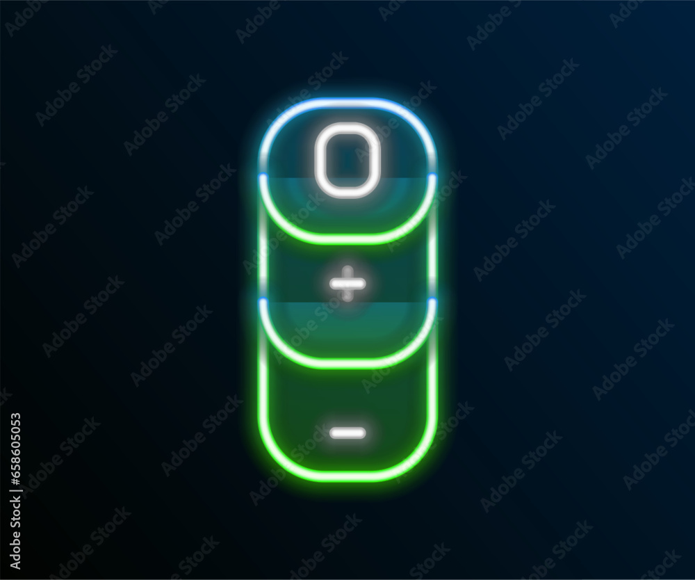 Glowing neon line Battery charge level indicator icon isolated on black background. Colorful outline concept. Vector Glowing neon line Battery charge level indicator icon isolated on black background. Colorful outline concept. Vector