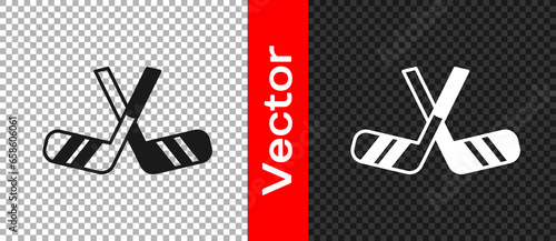 Photography Black Ice hockey sticks icon isolated on transparent background
