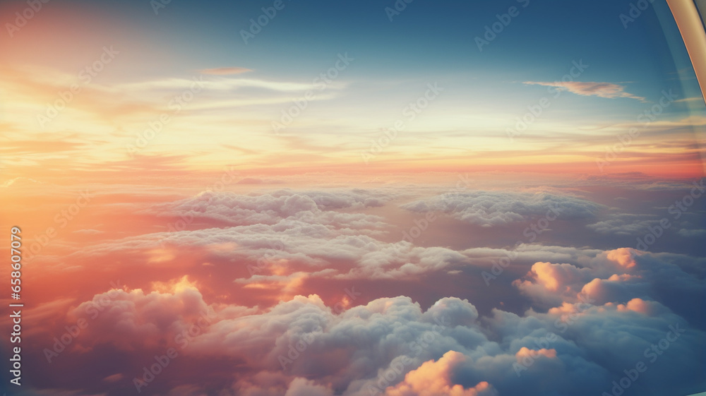 sunset view from an airplane window sunset view from an airplane window