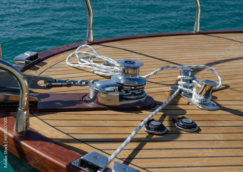 Foredeck of the power boat