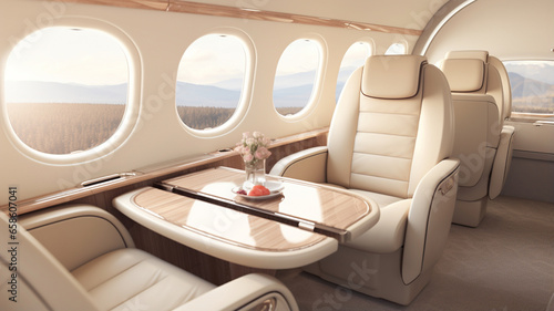 modern private airplane, class interior