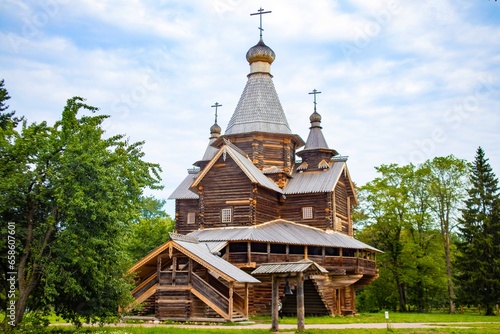 Church of the Nativity of the Virgin Mary in the Museum of Wooden Architecture of Vitoslavlitsa, Veliky Novgorod, Russia