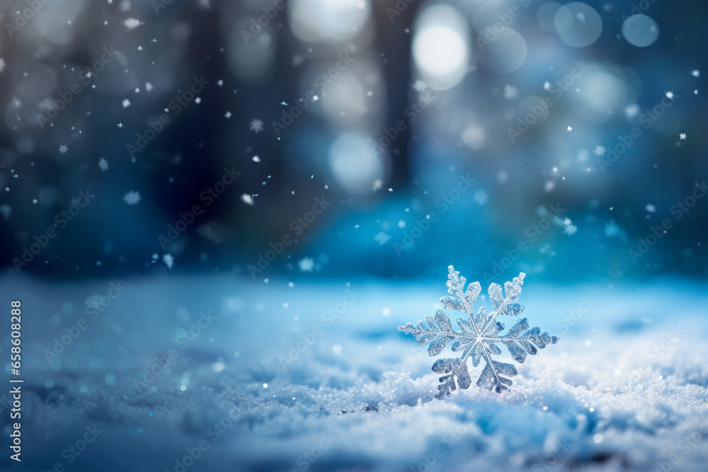 A beautiful snowflake star, Christmas greeting card