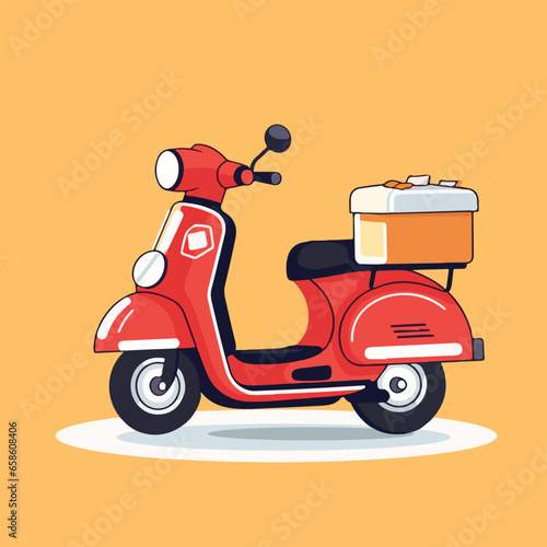 Delivery scooter bike flat vector illustration