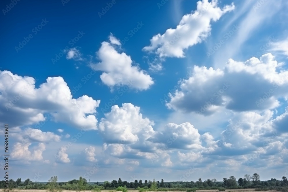 Backdrop of cloudy blue sky. Generative AI