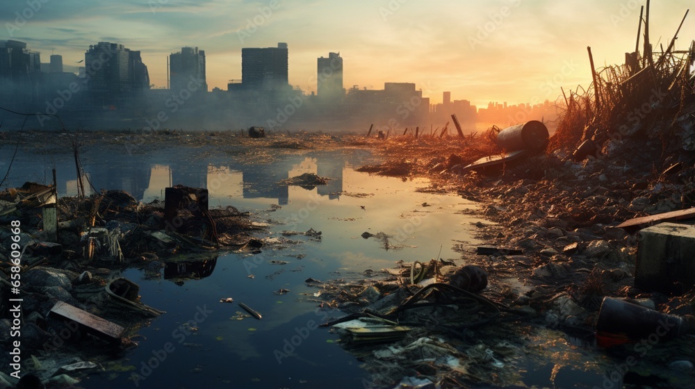 Depict the harmful effects of chemical pollution on aquatic ecosystems. Depict the harmful effects of chemical pollution on aquatic ecosystems.