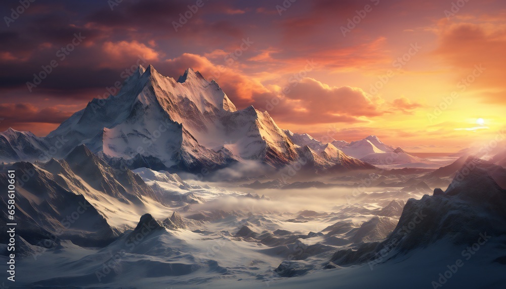 
landscape with mountains and beautiful sunrise
