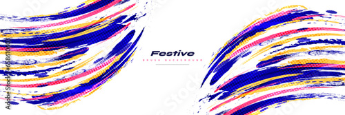 Abstract and Colorful Brush Background with Halftone Effect. Brush Stroke Illustration for Banner, Poster, or Sports Background. Scratch and Texture Elements For Design