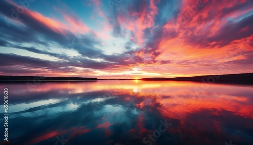  landscape with lake and beautiful sunrise © Pamarac