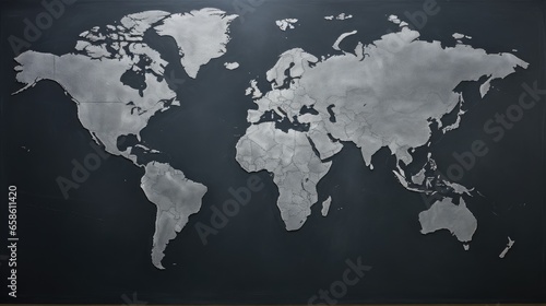 World map in blackboard, AI generated Image