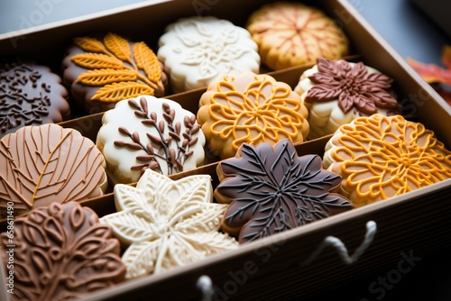 Box with different kinds of Christmas cookies