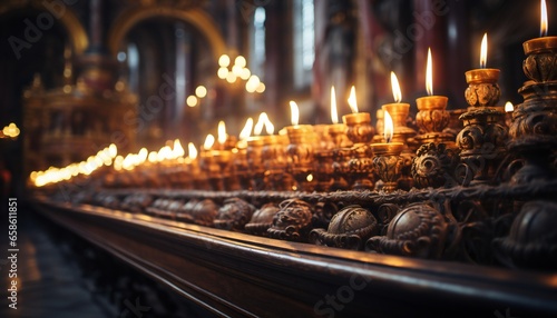 burning candles in church
