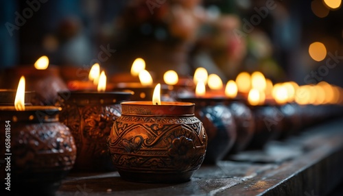 burning candles in a church