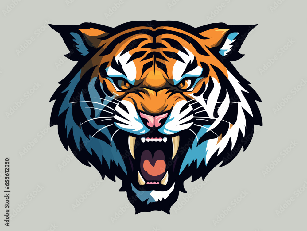 Angry tiger esport logo vector illustration with isolated background Angry tiger esport logo vector illustration with isolated background
