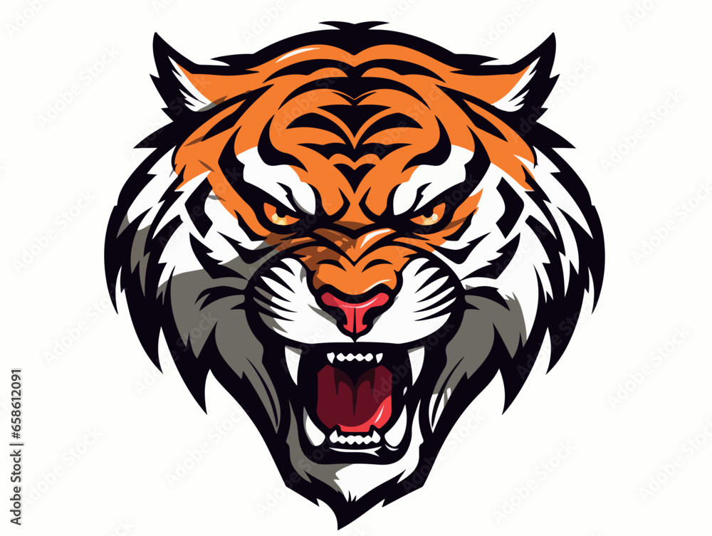 Angry tiger esport logo vector illustration with isolated background Angry tiger esport logo vector illustration with isolated background