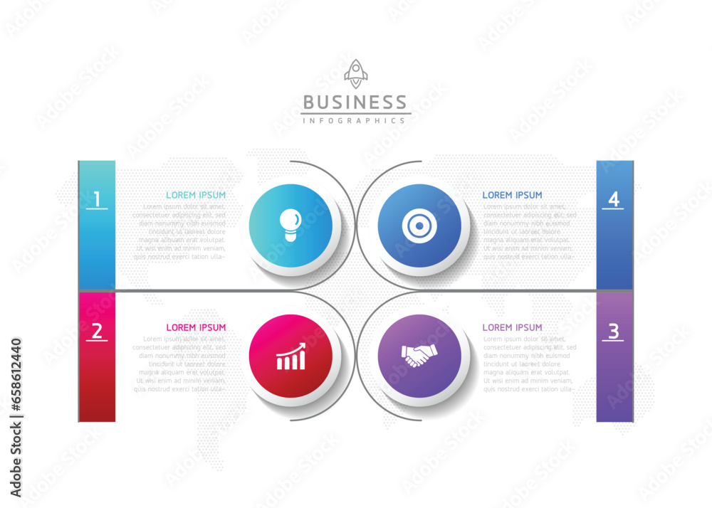 Vector infographic business presentation template with circular interconnection with 4 options. Vector infographic business presentation template with circular interconnection with 4 options.