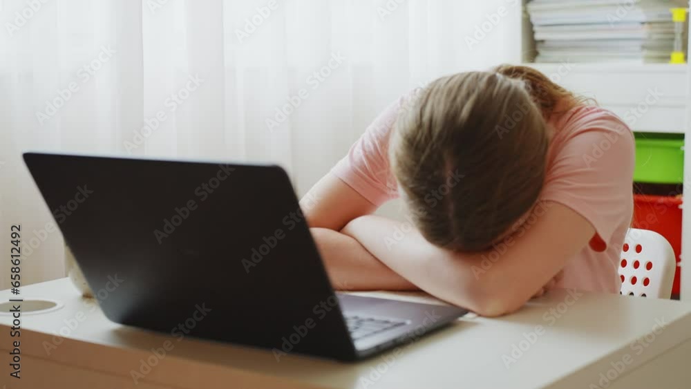 Teenage schoolgirl was tired of studying online Teenage schoolgirl was tired of studying online