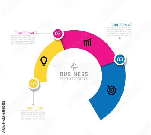 Vector infographic business presentation template connected with 3 options