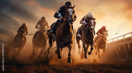 Fotografiet Horse racing, AI generated Image