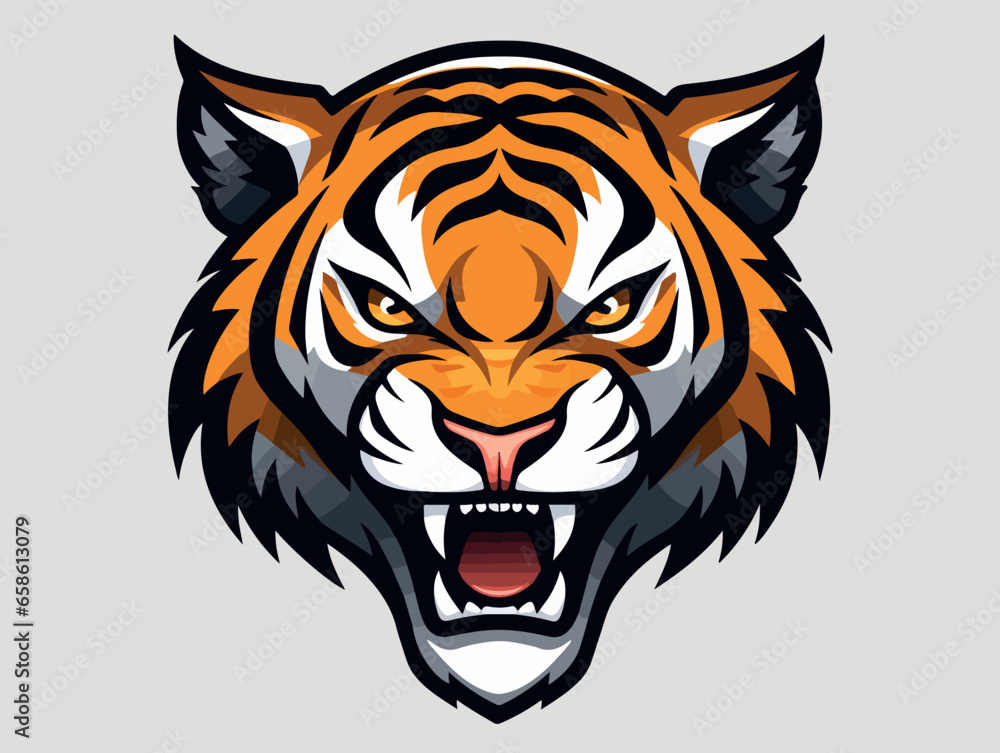 Angry tiger esport logo vector illustration with isolated background Angry tiger esport logo vector illustration with isolated background