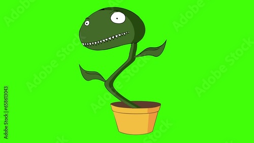 Green Monster Plant Moving Animation On Green Screen 2d Animation