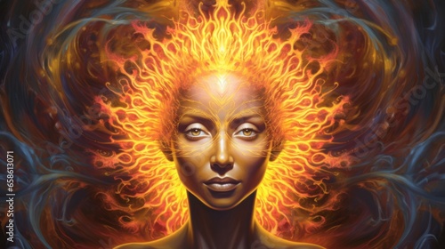 Solar Sentience: Solar flares forming intricate thought patterns, representing radiant clarity