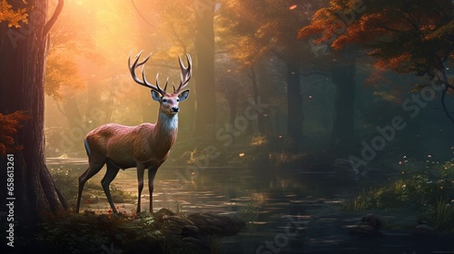 a graceful deer in a tranquil forest