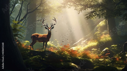 a graceful deer in a tranquil forest © Aqib