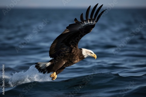 Pelagic eagle soars and hunts. Generative AI © Ilya